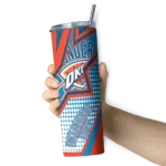 customized oklahoma city thunder web stripes blue white skinny tumbler best selling 1.webp