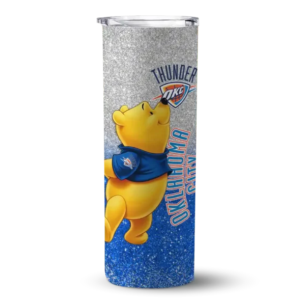 customized oklahoma city thunder winnie the pooh blue gray skinny tumbler best selling 1.webp