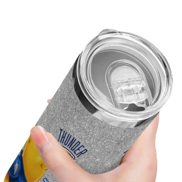 customized oklahoma city thunder winnie the pooh blue gray skinny tumbler high quality.webp