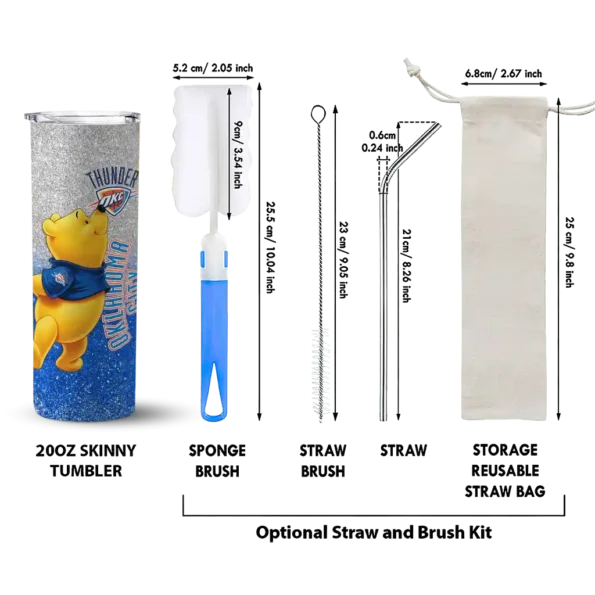 customized oklahoma city thunder winnie the pooh blue gray skinny tumbler new arrival.webp