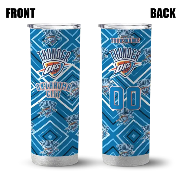 customized oklahoma city thunder zipper leopard blue skinny tumbler fashion forward.webp