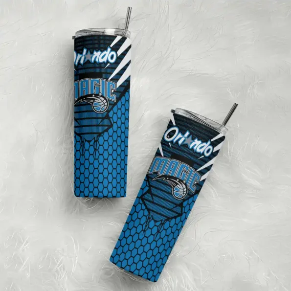 customized orlando magic chevron stripes blue skinny tumbler top rated.webp