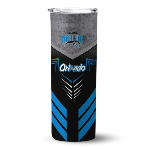 customized orlando magic hexagon honeycomb blue black skinny tumbler best selling 1.webp