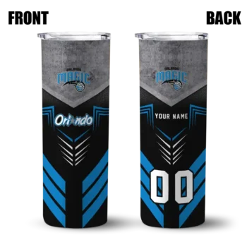 customized orlando magic hexagon honeycomb blue black skinny tumbler fashion forward.webp