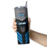 customized orlando magic hexagon honeycomb blue black skinny tumbler best selling 1.webp