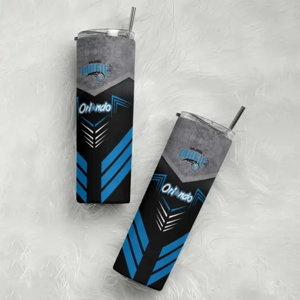 customized orlando magic hexagon honeycomb blue black skinny tumbler top rated.webp