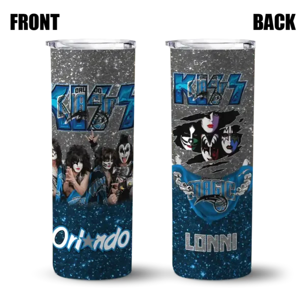 customized orlando magic kiss band black skinny tumbler fashion forward.webp