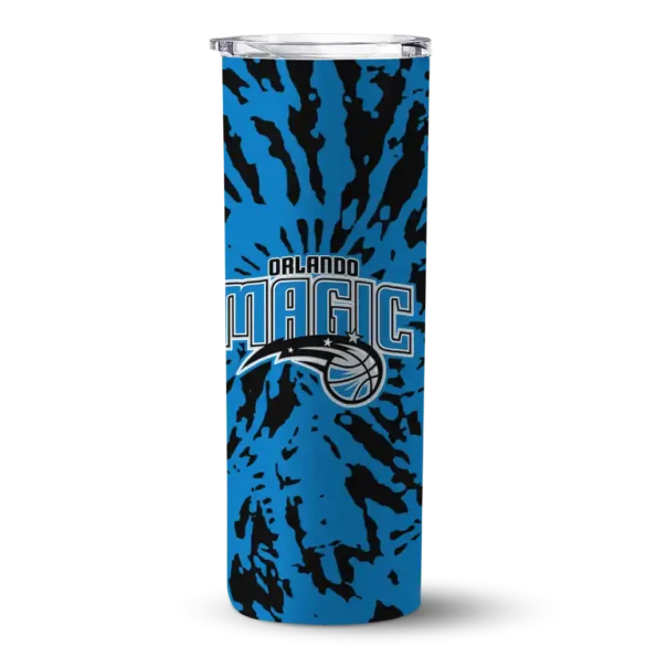 customized orlando magic metallic grid blue skinny tumbler best selling 1.webp