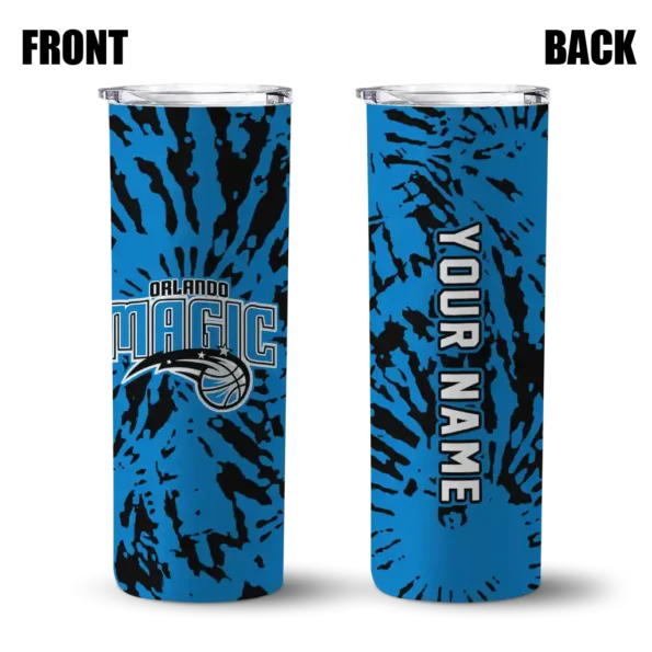 customized orlando magic metallic grid blue skinny tumbler fashion forward.webp