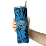 customized orlando magic metallic grid blue skinny tumbler best selling 1.webp