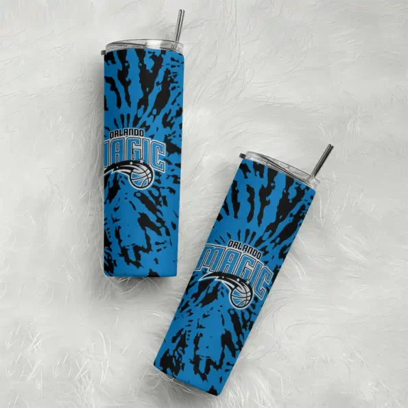 customized orlando magic metallic grid blue skinny tumbler top rated.webp
