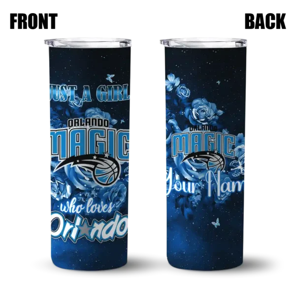 customized orlando magic rose romance blue black skinny tumbler fashion forward.webp