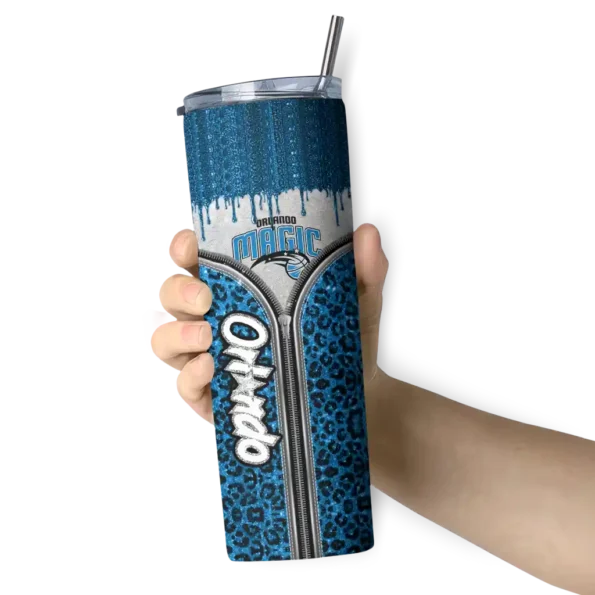 customized orlando magic sparkle drip blue skinny tumbler premium grade.webp