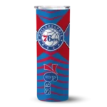 customized philadelphia 76ers camo texture blue skinny tumbler best selling.webp
