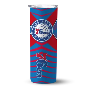 customized philadelphia 76ers camo texture blue skinny tumbler best selling.webp