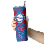 customized philadelphia 76ers camo texture blue skinny tumbler best selling 1.webp