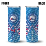 customized philadelphia 76ers monogram burst blue white skinny tumbler best selling 1.webp