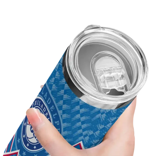 customized philadelphia 76ers monogram burst blue white skinny tumbler high quality.webp
