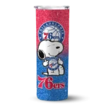 customized philadelphia 76ers snoopy attitude blue skinny tumbler best selling.webp