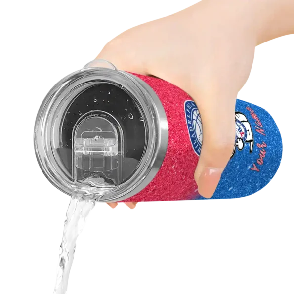 customized philadelphia 76ers snoopy attitude blue skinny tumbler latest model.webp