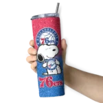 customized philadelphia 76ers snoopy attitude blue skinny tumbler best selling 1.webp