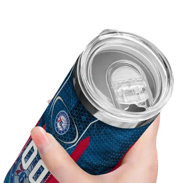 customized philadelphia 76ers stacked diamond blue skinny tumbler high quality.webp