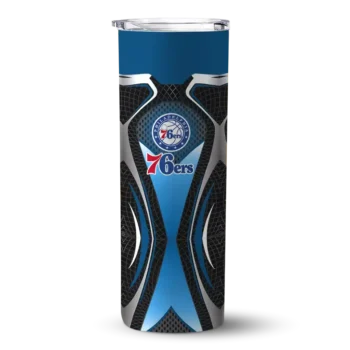customized philadelphia 76ers superman emblem blue black skinny tumbler best selling.webp