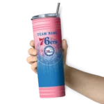 customized philadelphia 76ers swirl texture blue skinny tumbler best selling 1.webp