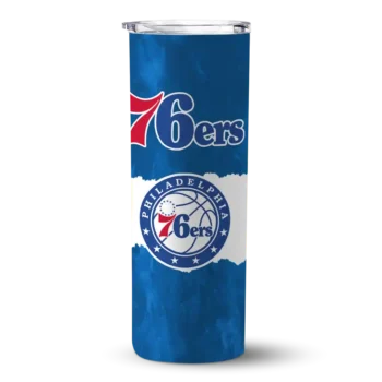 customized philadelphia 76ers torn band blue white skinny tumbler best selling.webp