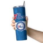 customized philadelphia 76ers torn band blue white skinny tumbler best selling 1.webp