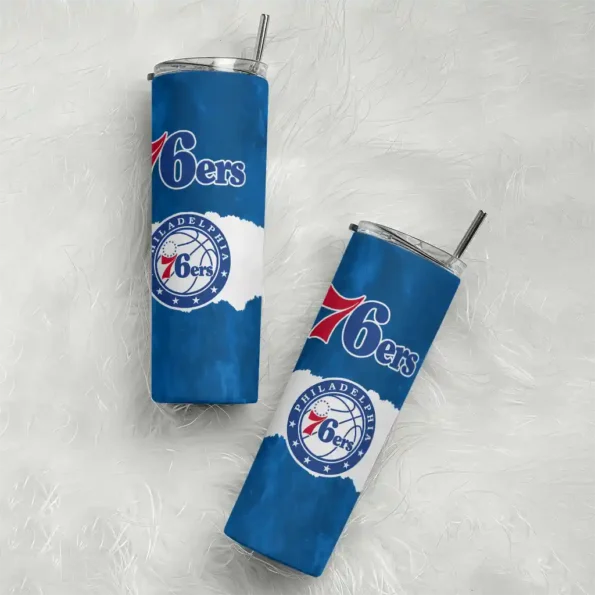 customized philadelphia 76ers torn band blue white skinny tumbler top rated.webp