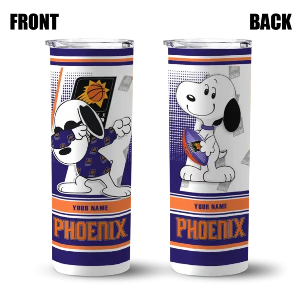 customized phoenix suns snoopy dog purple white skinny tumbler fashion forward.webp