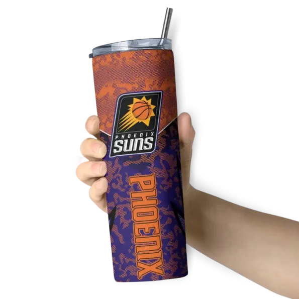 customized phoenix suns spiral burst print purple skinny tumbler premium grade.webp