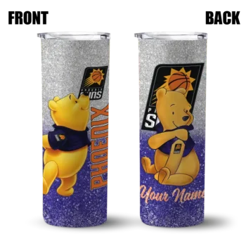 customized phoenix suns winnie the pooh purple gray skinny tumbler fashion forward.webp