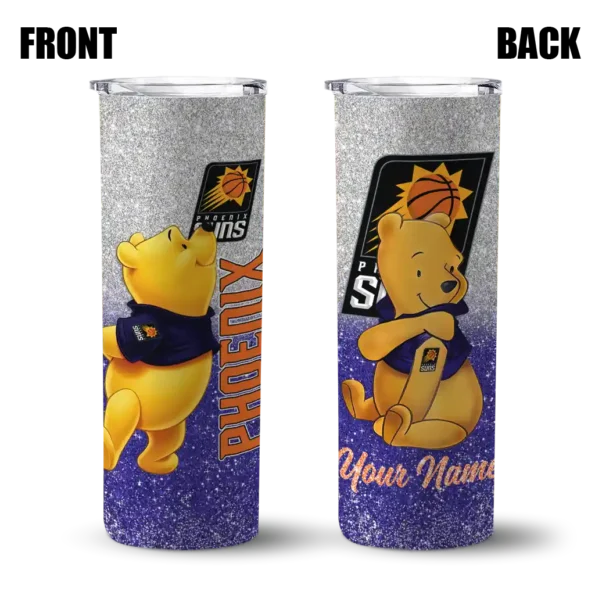 customized phoenix suns winnie the pooh purple gray skinny tumbler fashion forward.webp