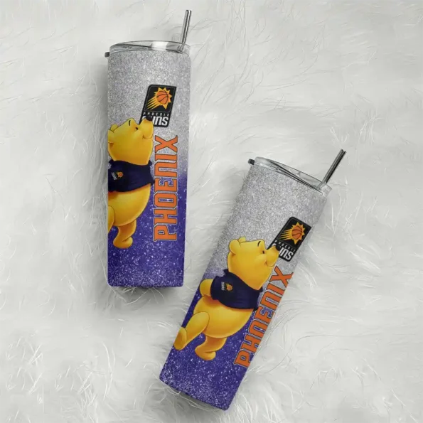 customized phoenix suns winnie the pooh purple gray skinny tumbler top rated.webp
