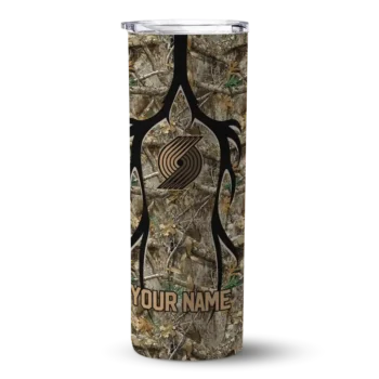 customized portland trail blazers antler flow camo skinny tumbler best selling 1.webp