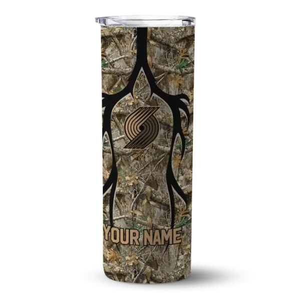 customized portland trail blazers antler flow camo skinny tumbler best selling 1.webp