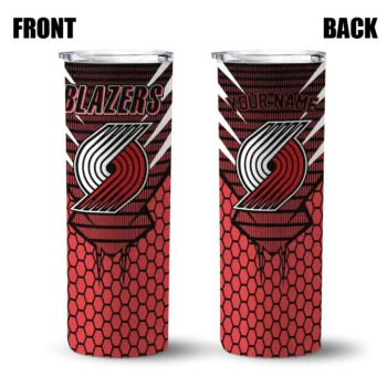 customized portland trail blazers chevron stripes red skinny tumbler fashion forward.webp