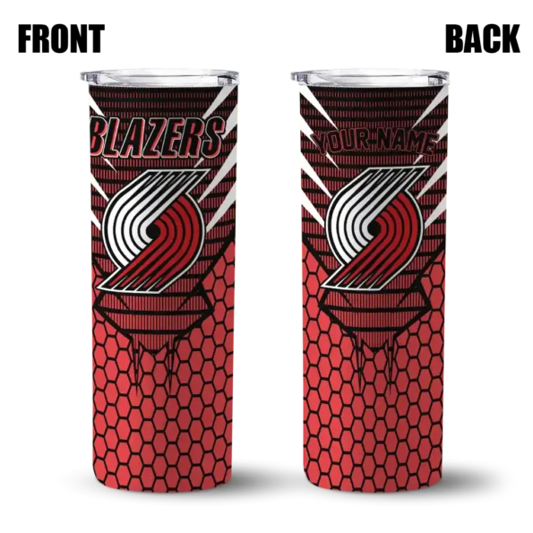 customized portland trail blazers chevron stripes red skinny tumbler fashion forward.webp