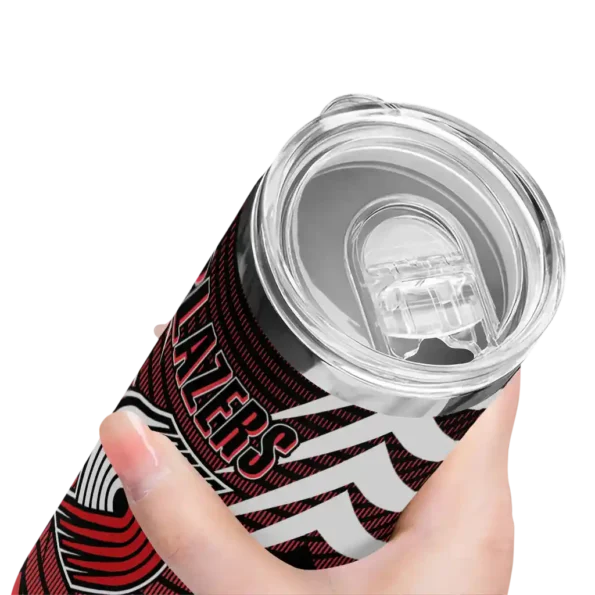 customized portland trail blazers chevron stripes red skinny tumbler high quality.webp