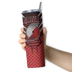 customized portland trail blazers chevron stripes red skinny tumbler best selling 1.webp