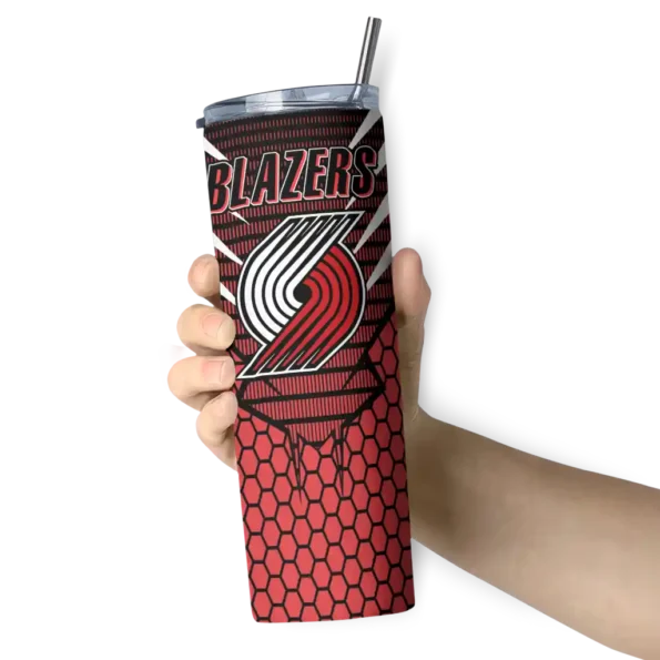 customized portland trail blazers chevron stripes red skinny tumbler premium grade.webp