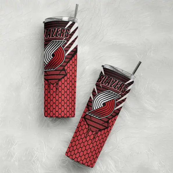 customized portland trail blazers chevron stripes red skinny tumbler top rated.webp