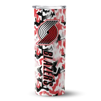 customized portland trail blazers claw marks red white skinny tumbler best selling 1.webp