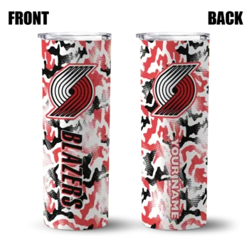 customized portland trail blazers claw marks red white skinny tumbler fashion forward.webp