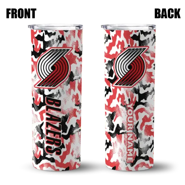 customized portland trail blazers claw marks red white skinny tumbler fashion forward.webp