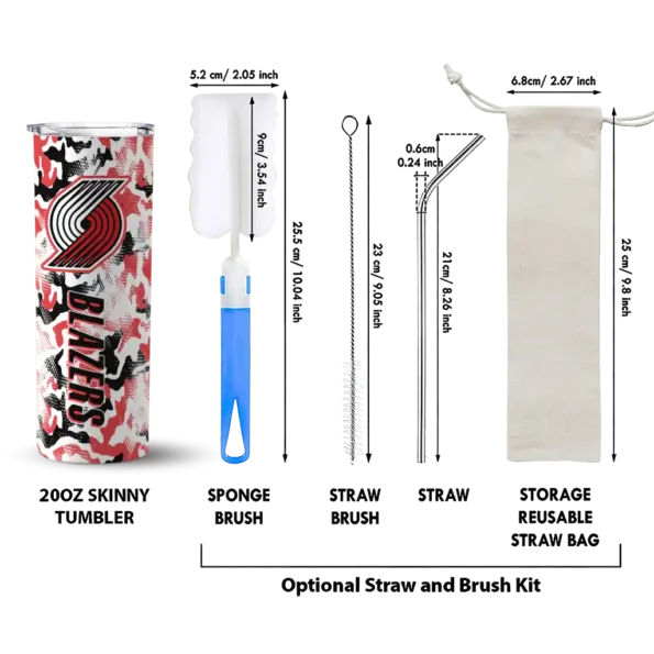 customized portland trail blazers claw marks red white skinny tumbler new arrival.webp