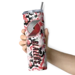 customized portland trail blazers claw marks red white skinny tumbler best selling 1.webp