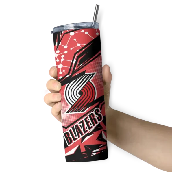 customized portland trail blazers helmet clash red skinny tumbler premium grade.webp